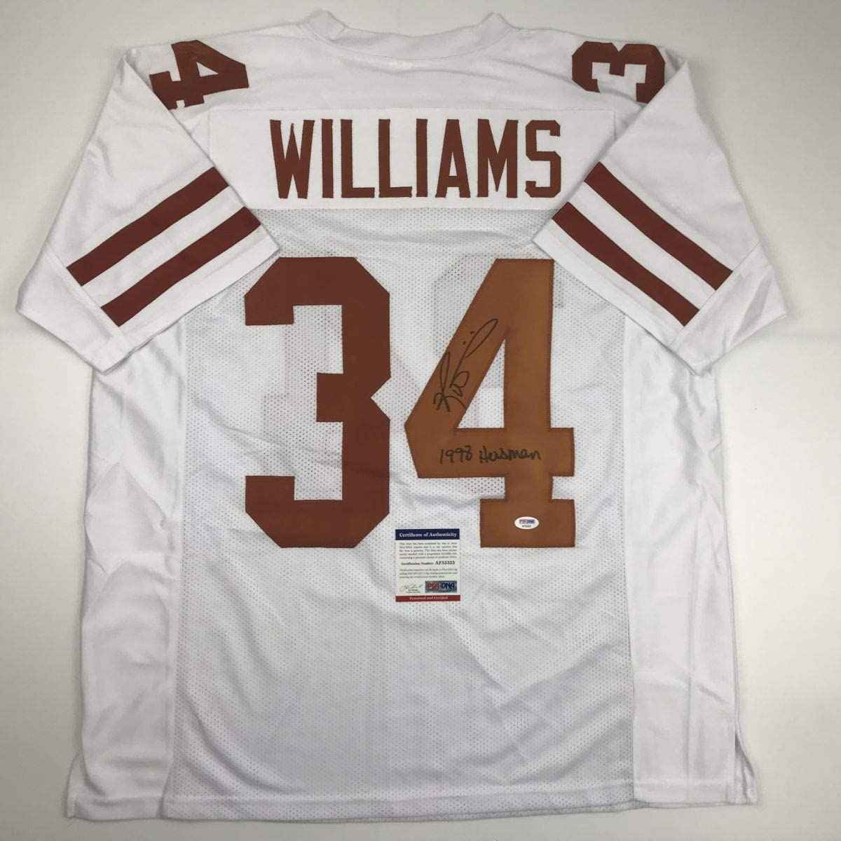Autographed/Signed Ricky Williams 1998 Heisman Texas White College Football Jersey PSA/DNA COA