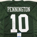 Autographed/Signed Chad Pennington New York Green Football Jersey Beckett BAS COA
