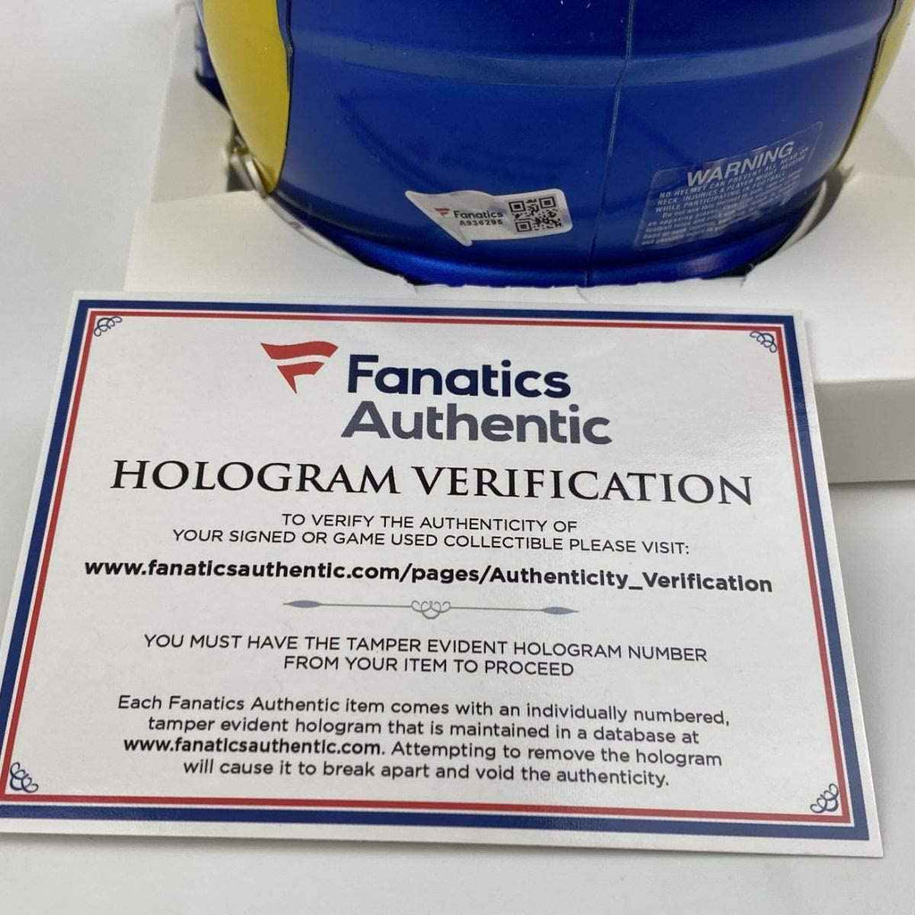 Autographed/Signed Cooper Kupp Los Angeles Rams Mini Football Helmet Fanatics COA
