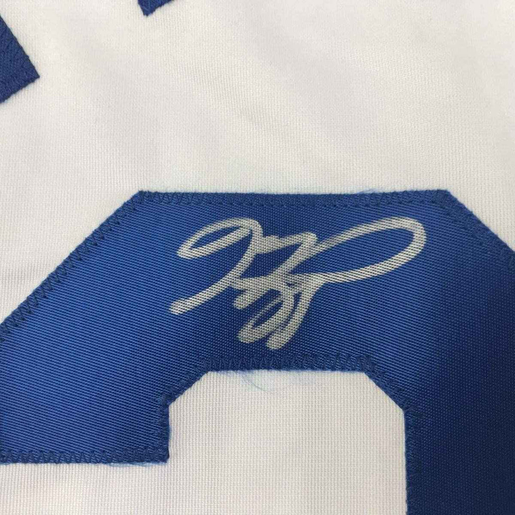 Framed Autographed/Signed Mike Piazza 35x39 New York NY White Baseball Jersey Beckett BAS COA