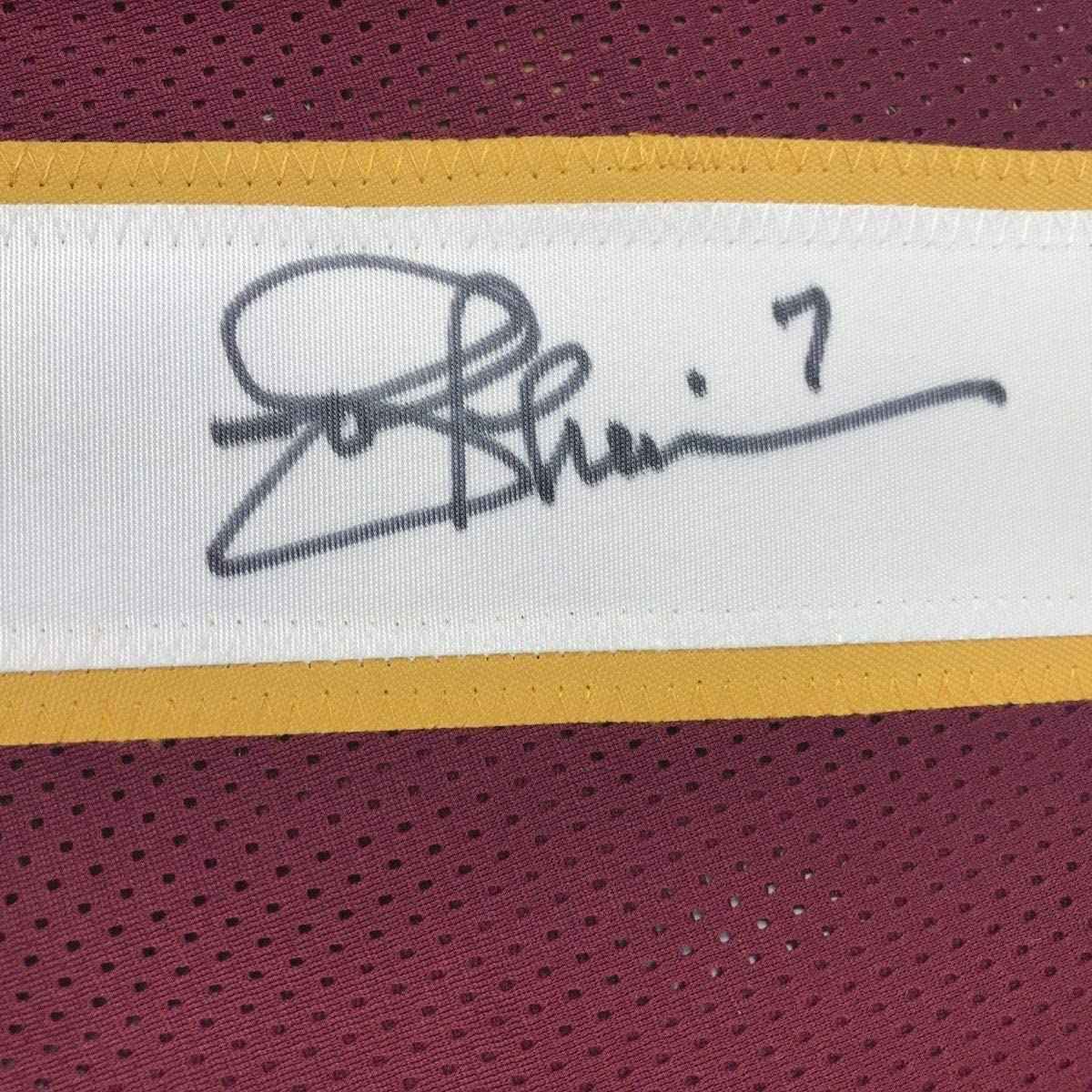 Framed Autographed/Signed Joe Theismann 35x39 Washington Burgundy Football Jersey Beckett BAS COA