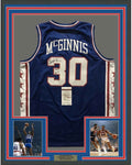 Framed Autographed/Signed George McGinnis HOF 2017  35x39 Philadelphia Blue Basketball Jersey JSA COA