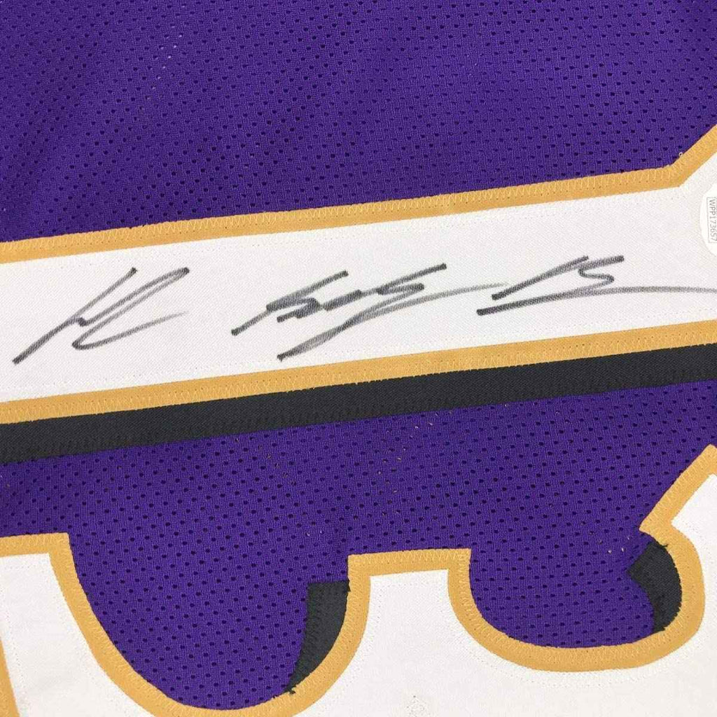 Autographed/Signed John Brown Baltimore Purple Football Jersey JSA COA