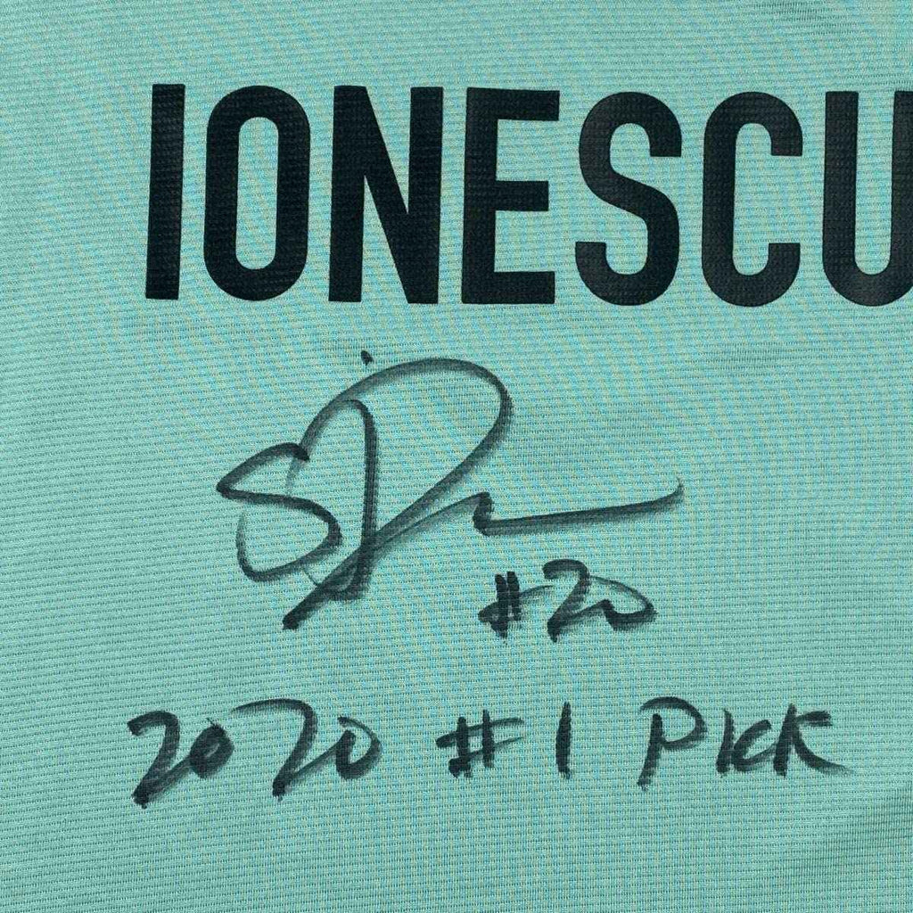 Framed Autographed/Signed Sabrina Ionescu 2020#1 Pick 35x39 New York Liberty Green Basketball Jersey Fanatics COA
