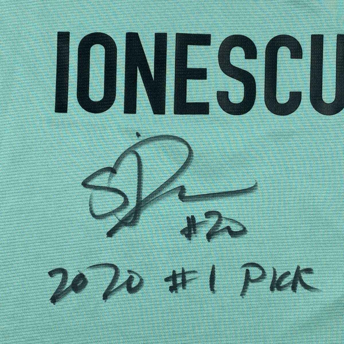 Framed Autographed/Signed Sabrina Ionescu 2020#1 Pick 35x39 New York Liberty Green Basketball Jersey Fanatics COA