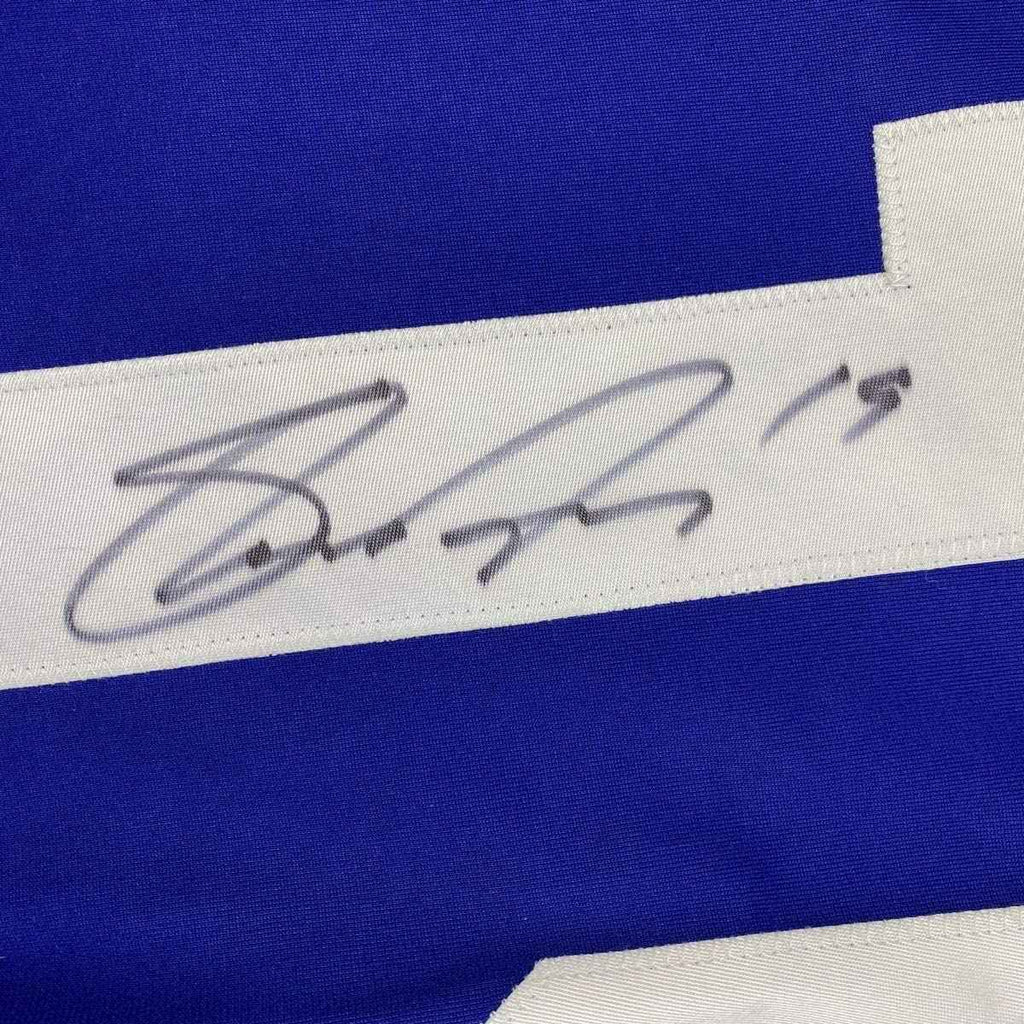 Framed Autographed/Signed Shane Doan 35x39 Winnipeg Blue Hockey Jersey Beckett BAS COA