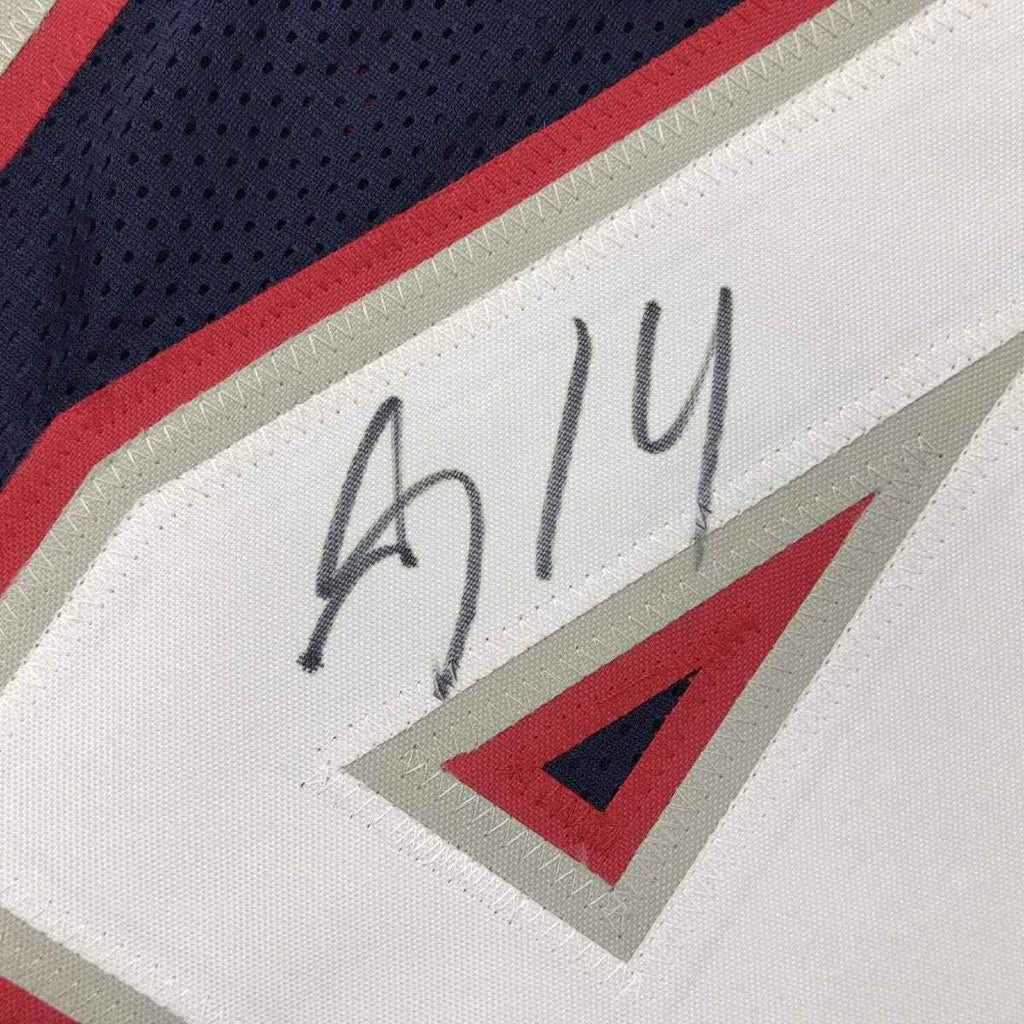 Autographed/Signed Mohamed Sanu New England Blue Football Jersey JSA COA