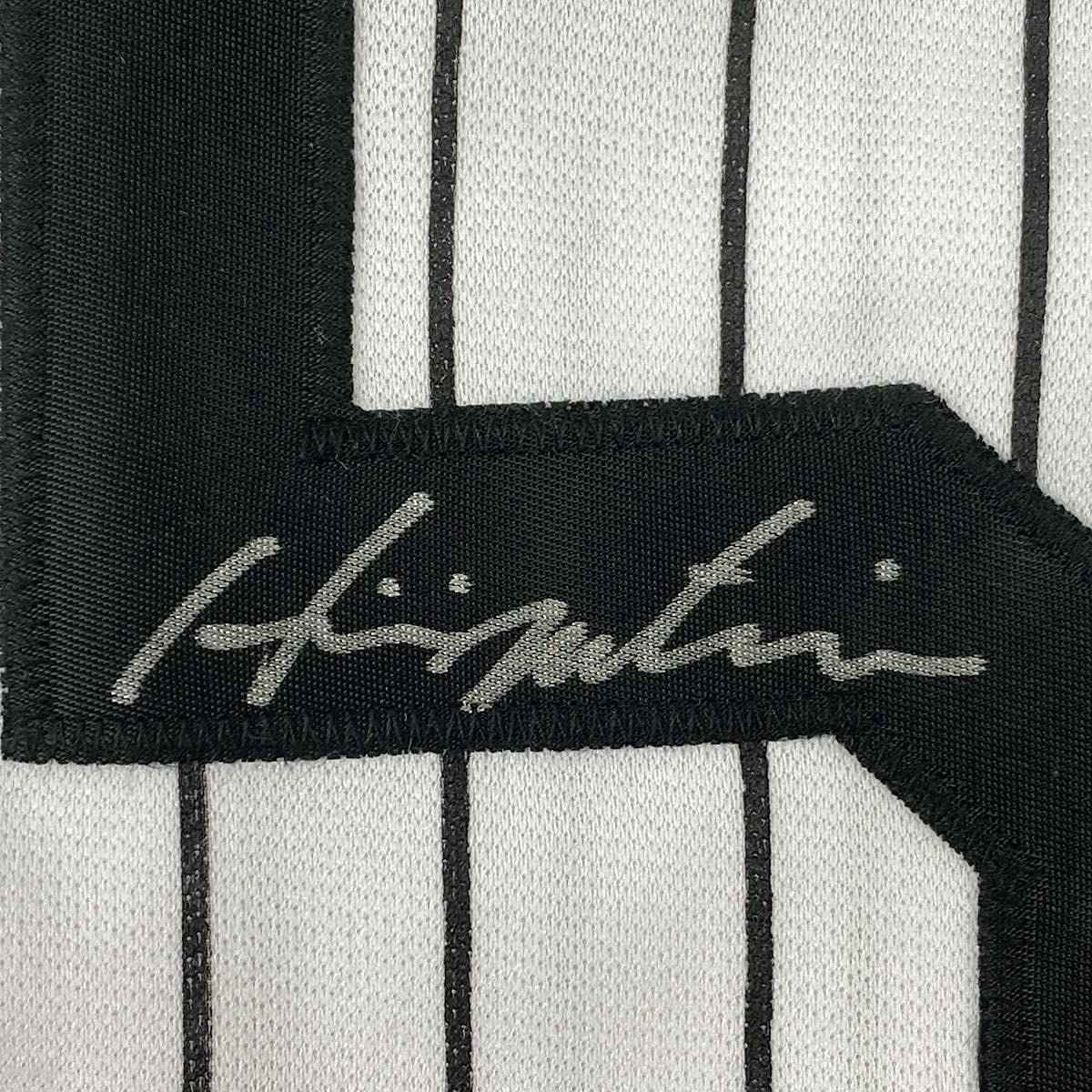 Framed Autographed/Signed Hideki Matsui 35x39 New York Pinstripe Baseball Jersey JSA COA