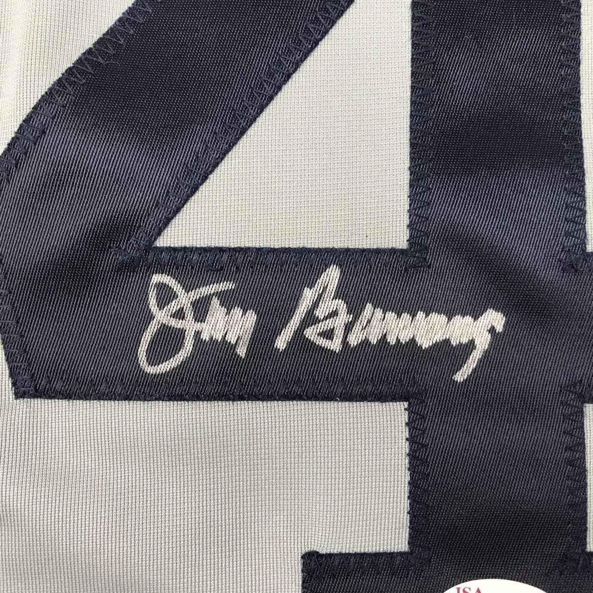 Framed Autographed/Signed Jim Bunning 35x39 Detroit Grey Baseball Jersey JSA COA