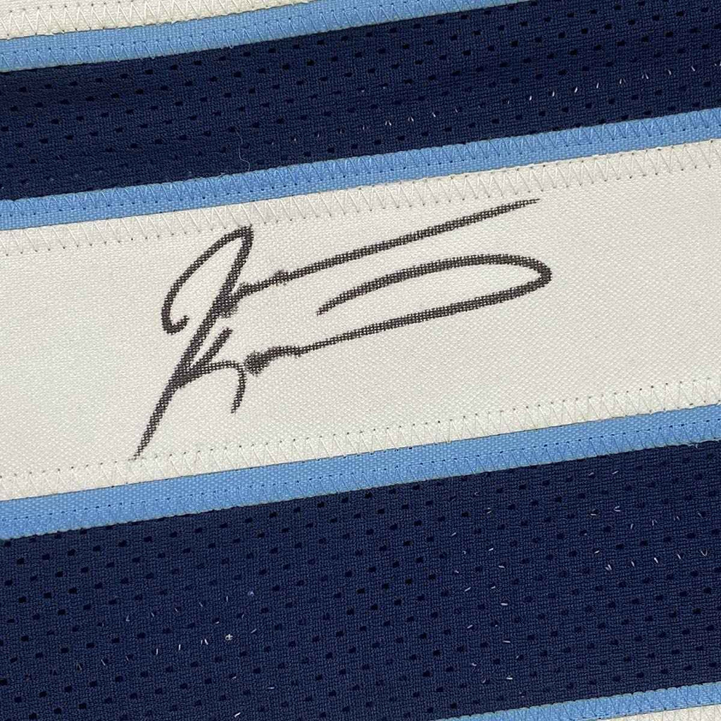 Framed Autographed/Signed Jevon Kearse 35x39 Tennessee Dark Blue Football Jersey JSA COA