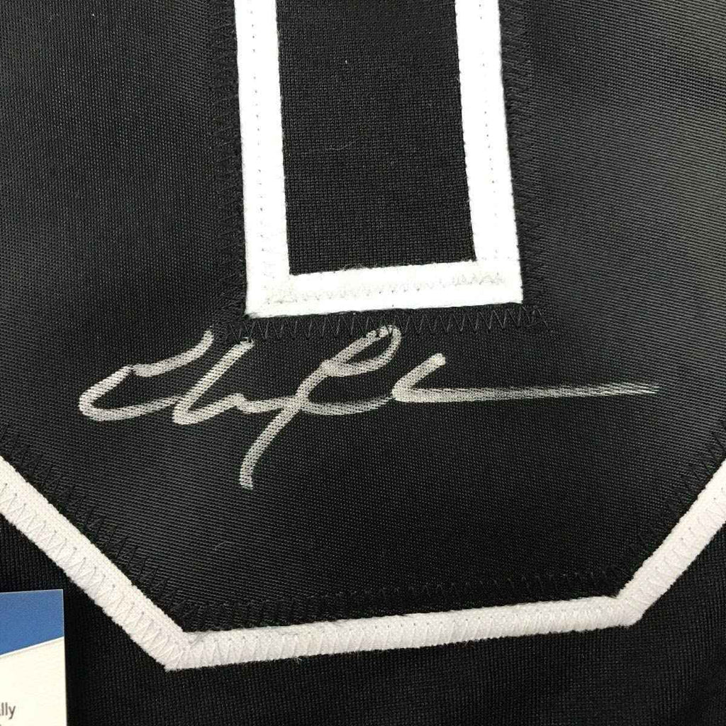 Framed Autographed/Signed Chevy Chase 35x39 Clark Griswold Christmas Vacation Movie Chicago Black Hockey Jersey Beckett BAS COA