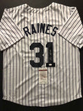 Autographed/Signed Tim Raines New York Pinstripe Baseball Jersey JSA COA