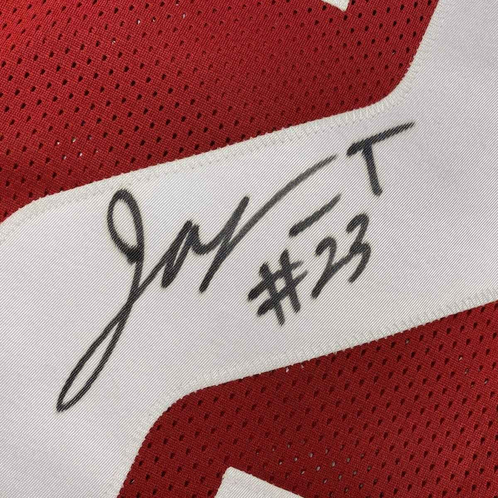 Autographed/Signed Jonathan Taylor Wisconsin Red College Football Jersey JSA COA