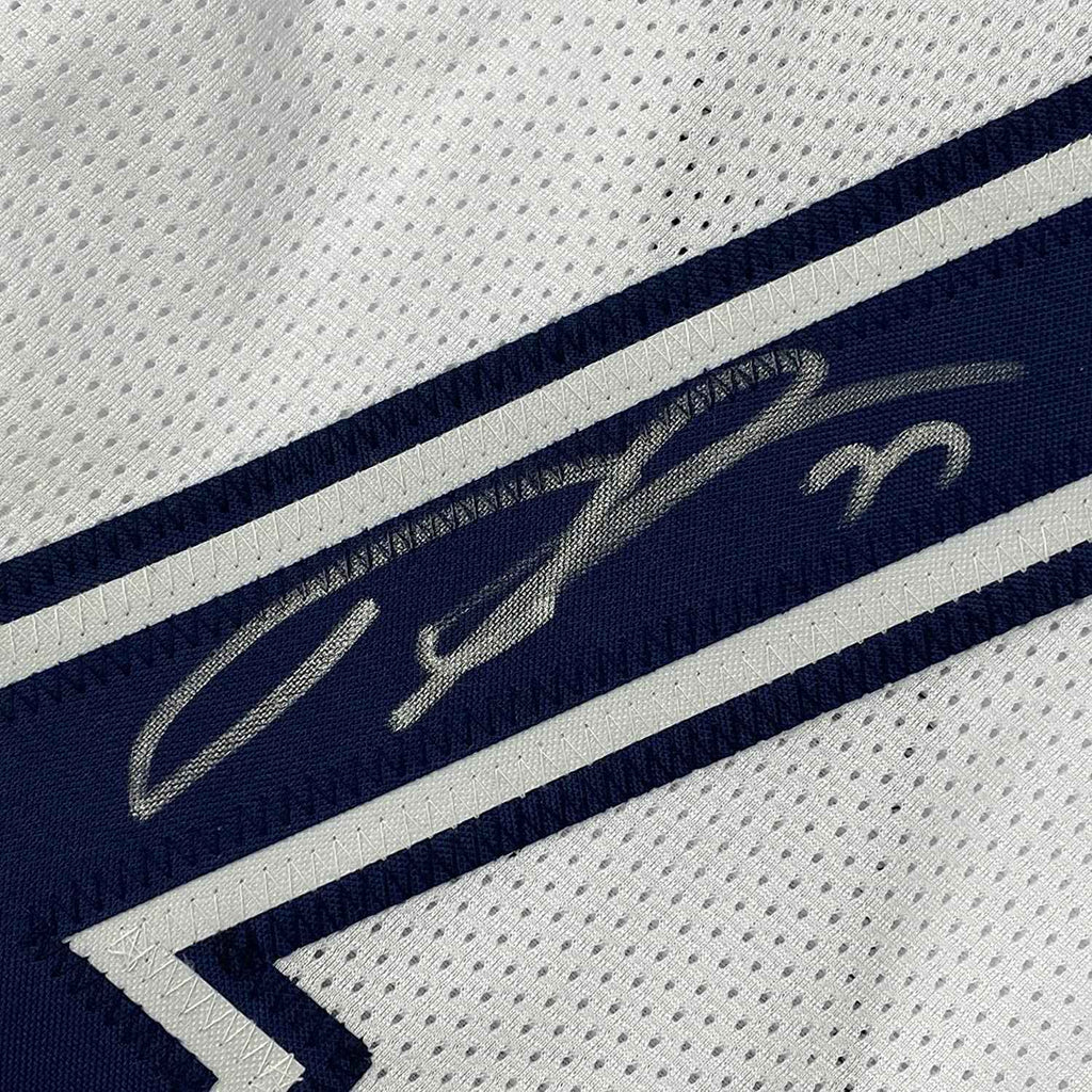 Framed Autographed/Signed Tyron Smith 35x39 Dallas Color Rush White Football Jersey JSA COA