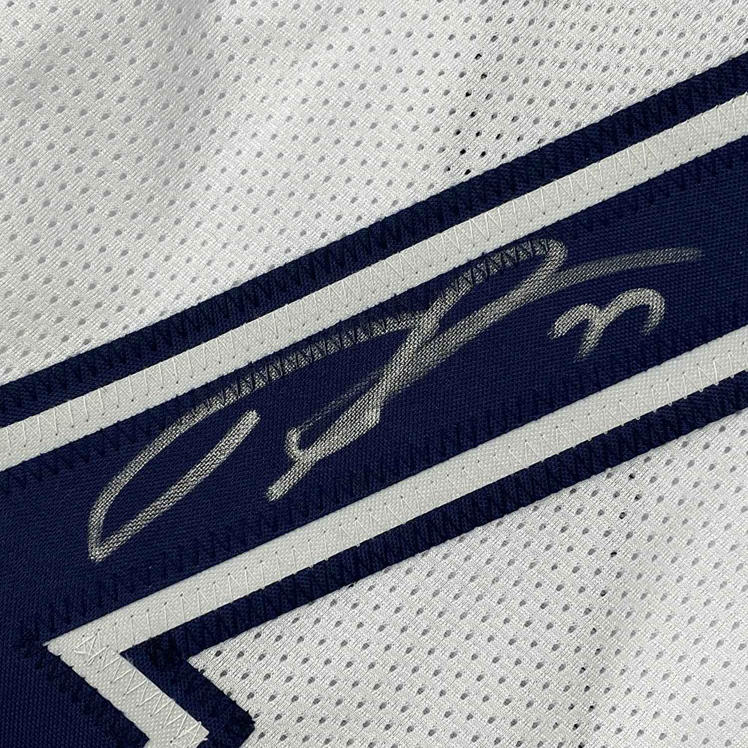Framed Autographed/Signed Tyron Smith 35x39 Dallas Color Rush White Football Jersey JSA COA