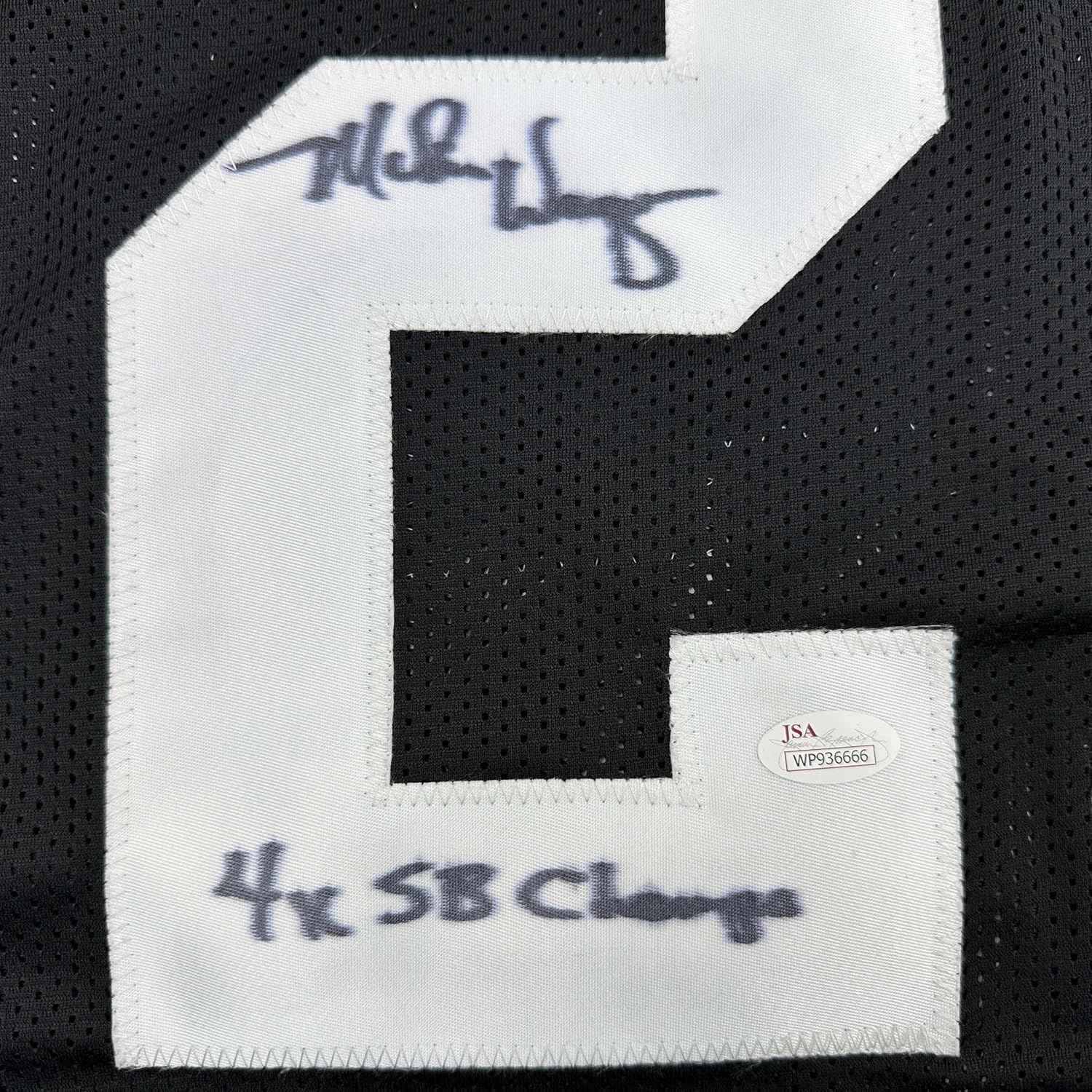 Framed Autographed/Signed Mike Wagner 35x39 4x SB Champ Pittsburgh Black Football Jersey JSA COA