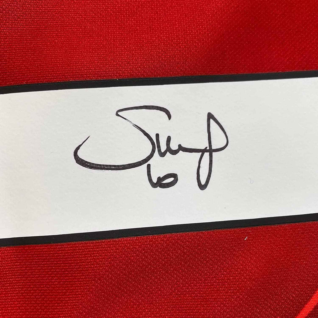 Framed Autographed/Signed Sadio Mane 35x39 Liverpool Red Soccer Jersey Beckett BAS COA