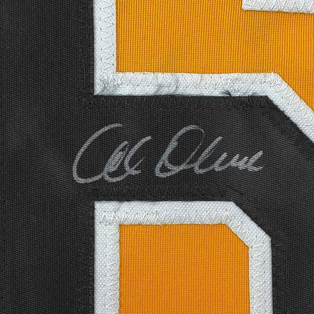 Framed Autographed/Signed Al Oliver 35x39 Pittsburgh Yellow Baseball Jersey JSA COA