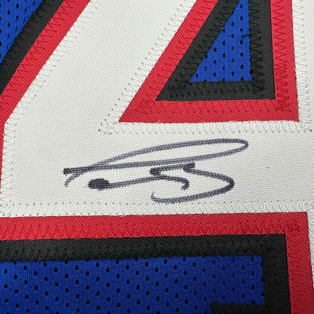 Framed Autographed/Signed Terrel Bernard 35x39 Buffalo Blue Football Jersey Beckett BAS COA