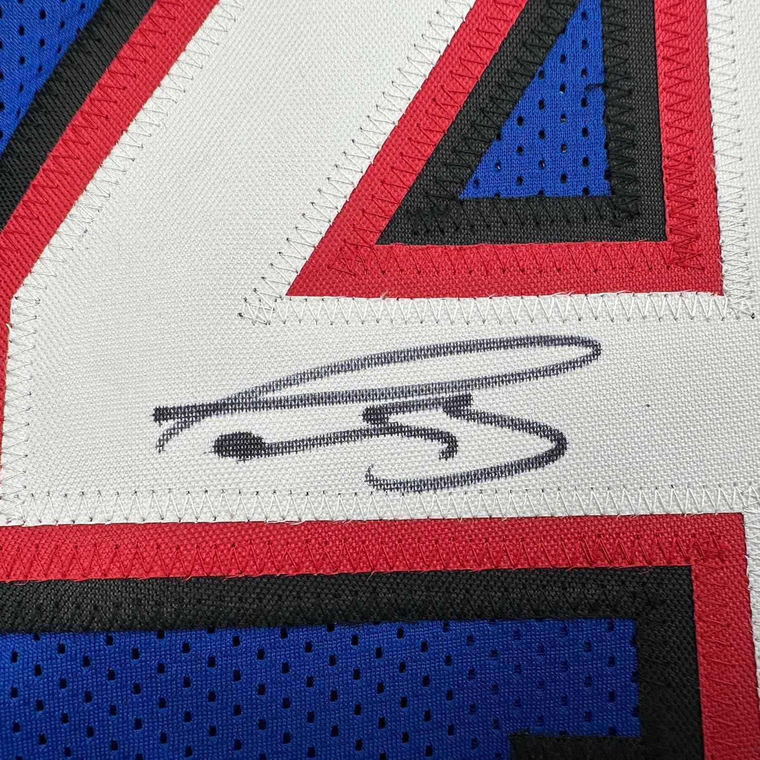 Framed Autographed/Signed Terrel Bernard 35x39 Buffalo Blue Football Jersey Beckett BAS COA