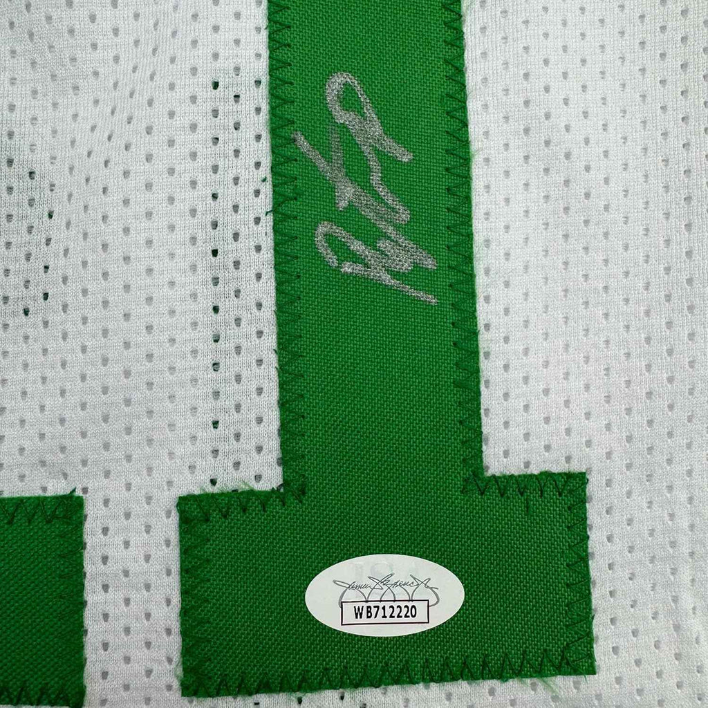 Framed Autographed/Signed Payton Pritchard 35x39 Boston White Basketball Jersey JSA COA