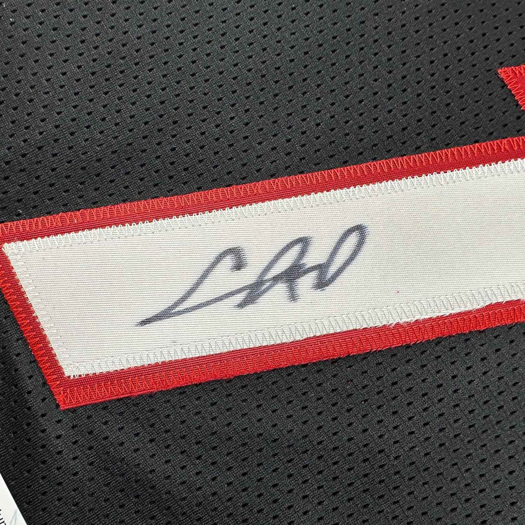 Framed Autographed/Signed Chris Bosh 35x39 Miami Black Basketball Jersey JSA COA