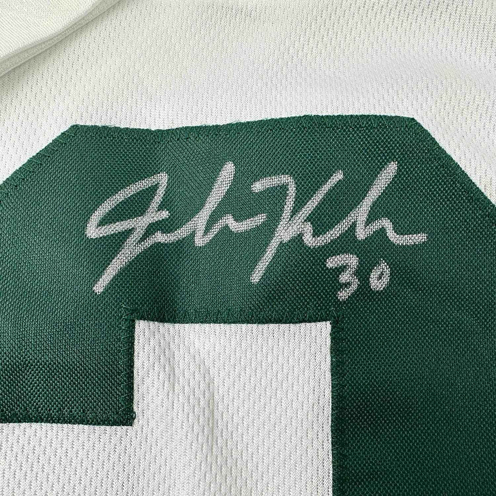 Framed Autographed/Signed John Kuhn 35x39 Green Bay Split Green/White Football Jersey JSA COA