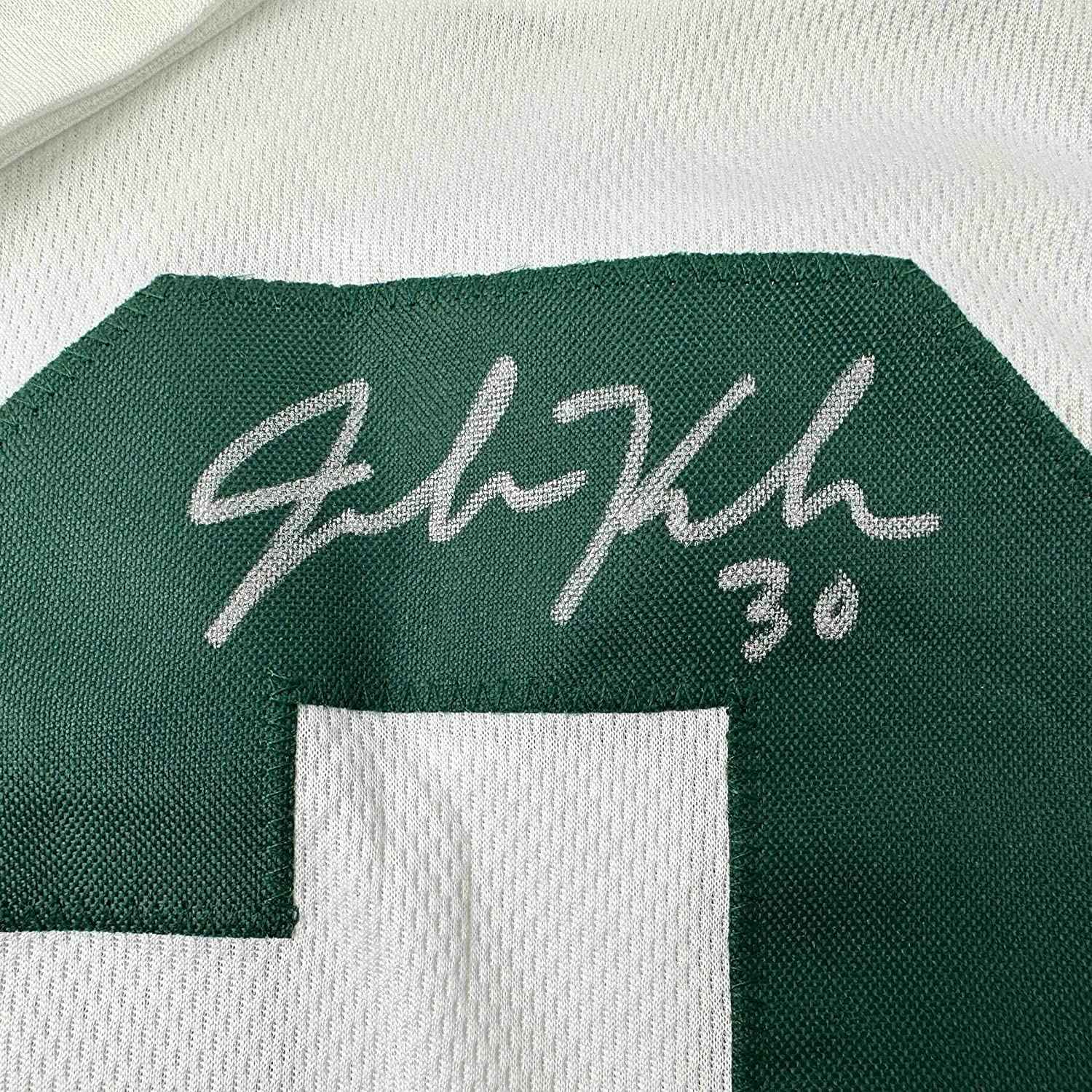 Framed Autographed/Signed John Kuhn 35x39 Green Bay Split Green/White Football Jersey JSA COA