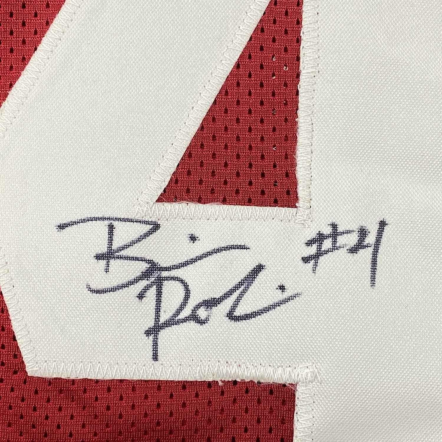 Framed Autographed/Signed Brian Robinson Jr. 35x39 Alabama Red College Football Jersey JSA COA
