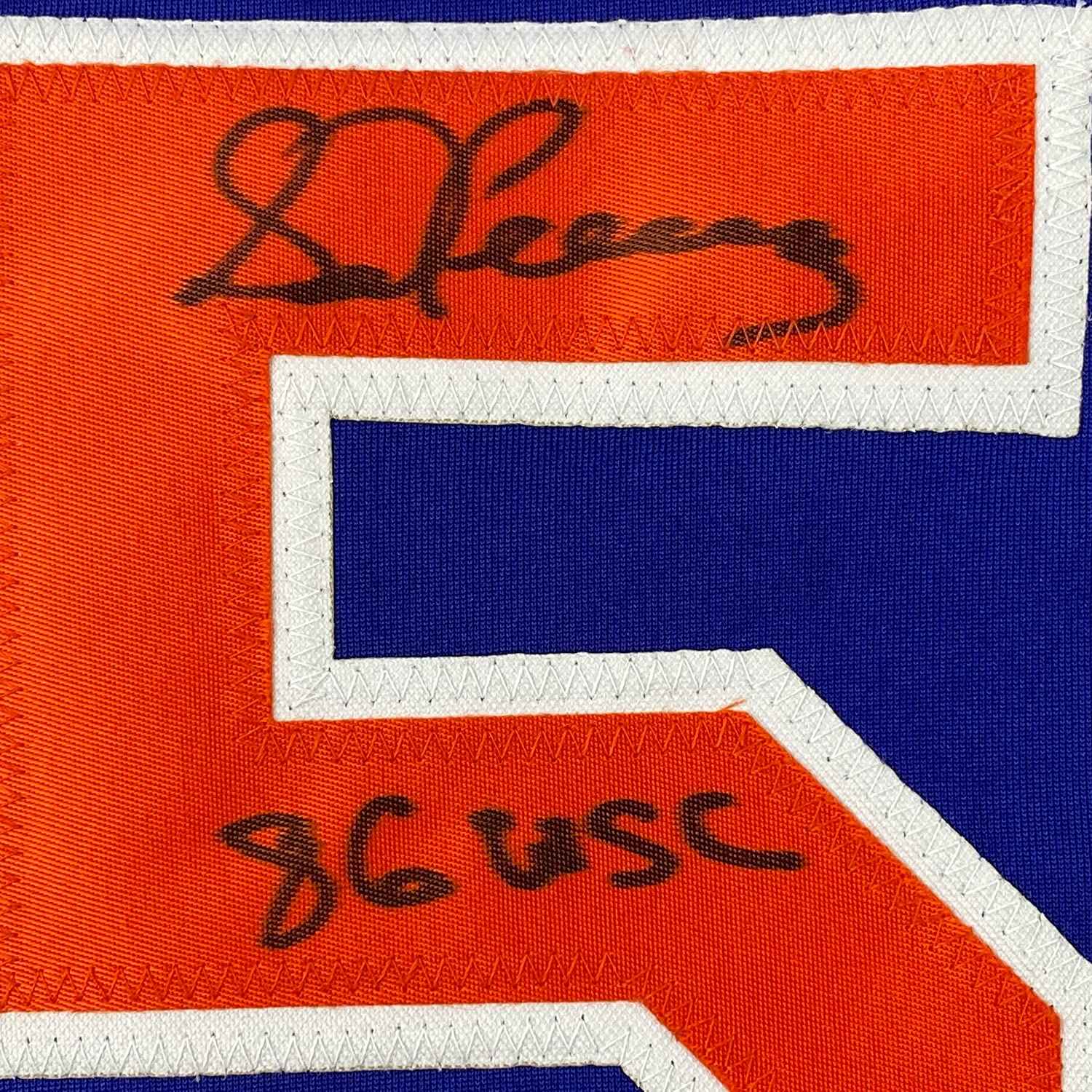 Framed Autographed/Signed Sid Fernandez 35x39 86 WSC New York Blue Baseball Jersey JSA COA