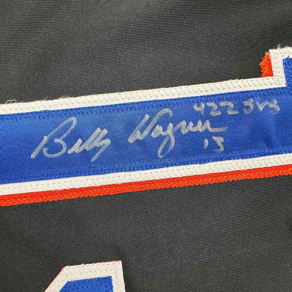 Framed Autographed/Signed Billy Wagner 35x39 422 Saves New York Black Baseball Jersey JSA COA