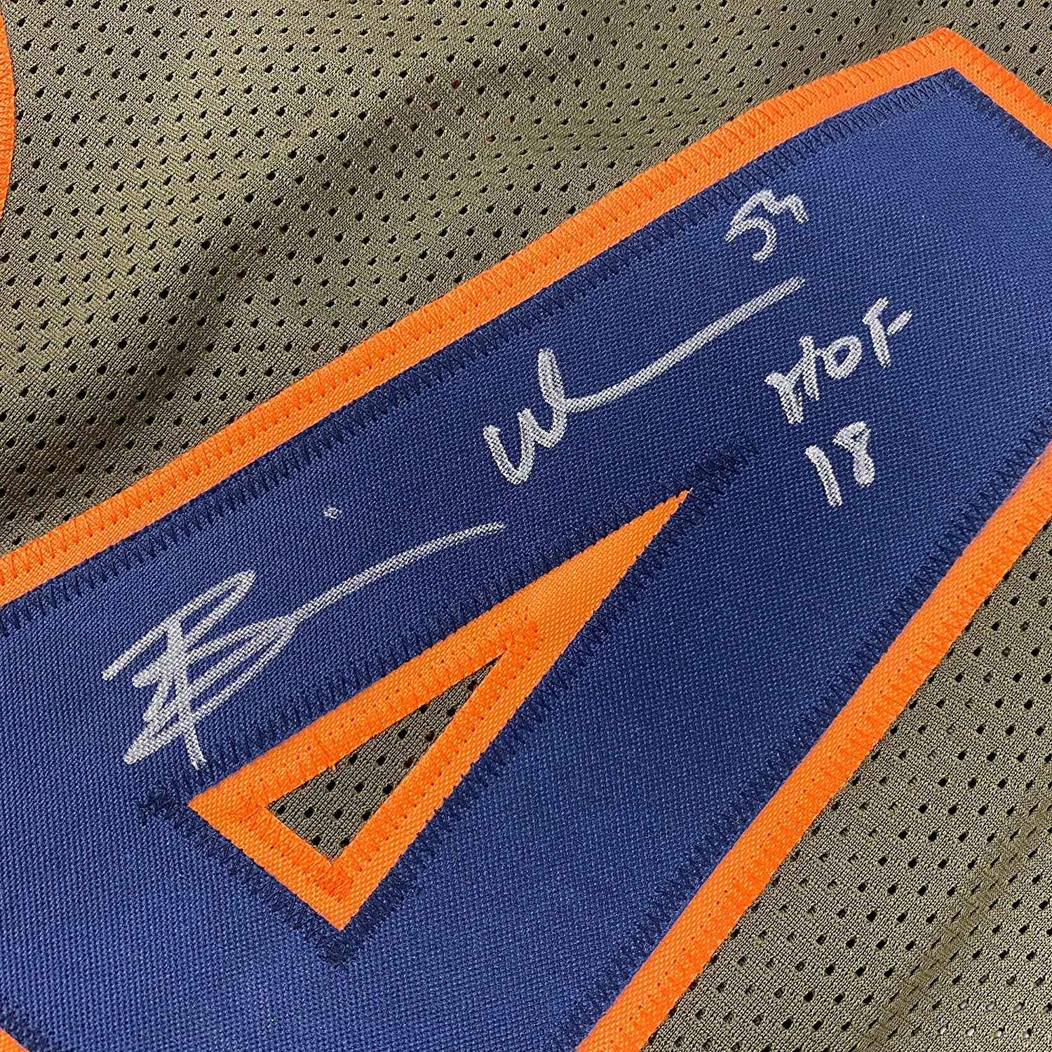 Framed Autographed/Signed Brian Urlacher 35x39 HOF 18 Chicago Green Salute To Service Football Jersey Beckett BAS COA