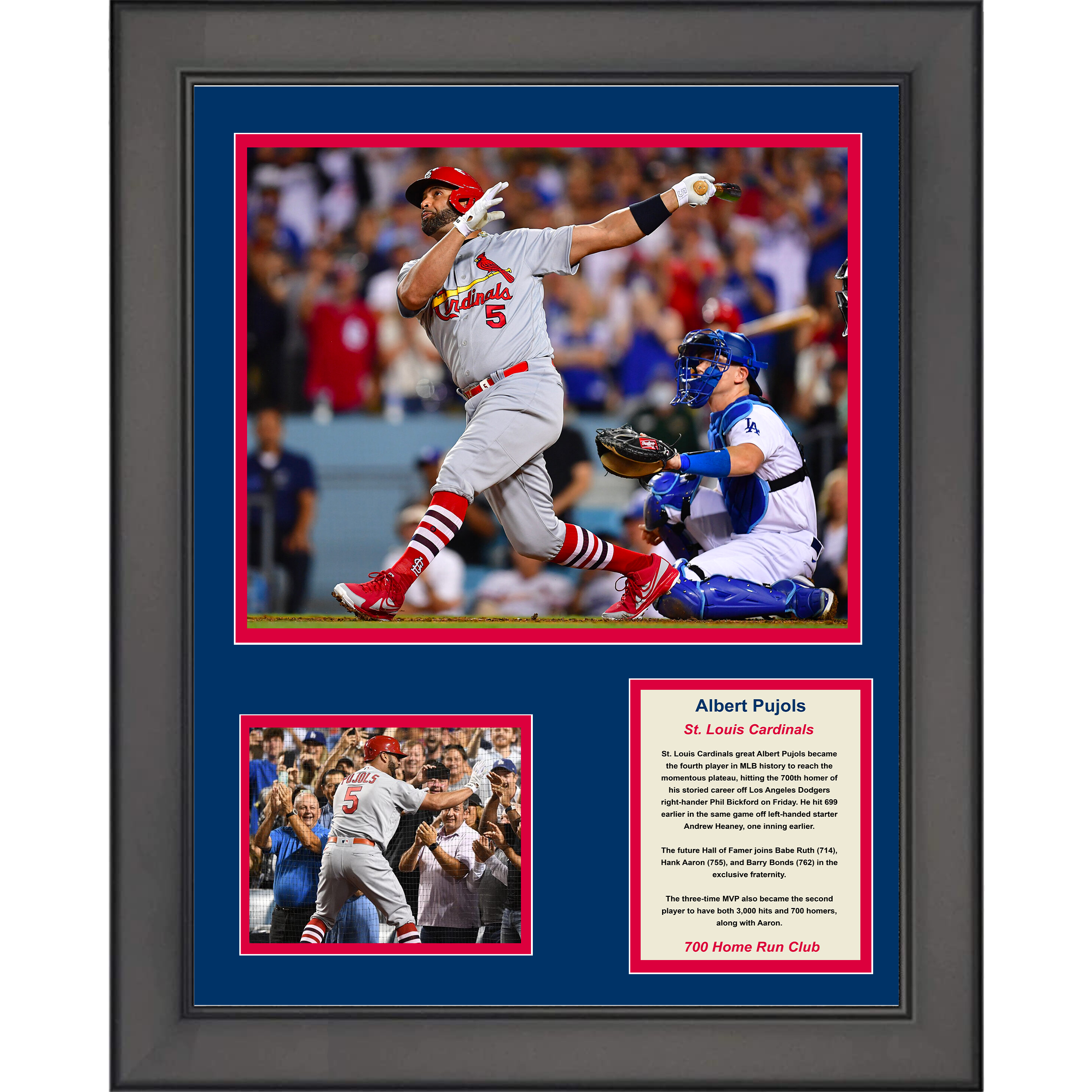 Framed Albert Pujols 700th Home Run St. Louis Cardinals Baseball 11"x14" Three Photo Collage