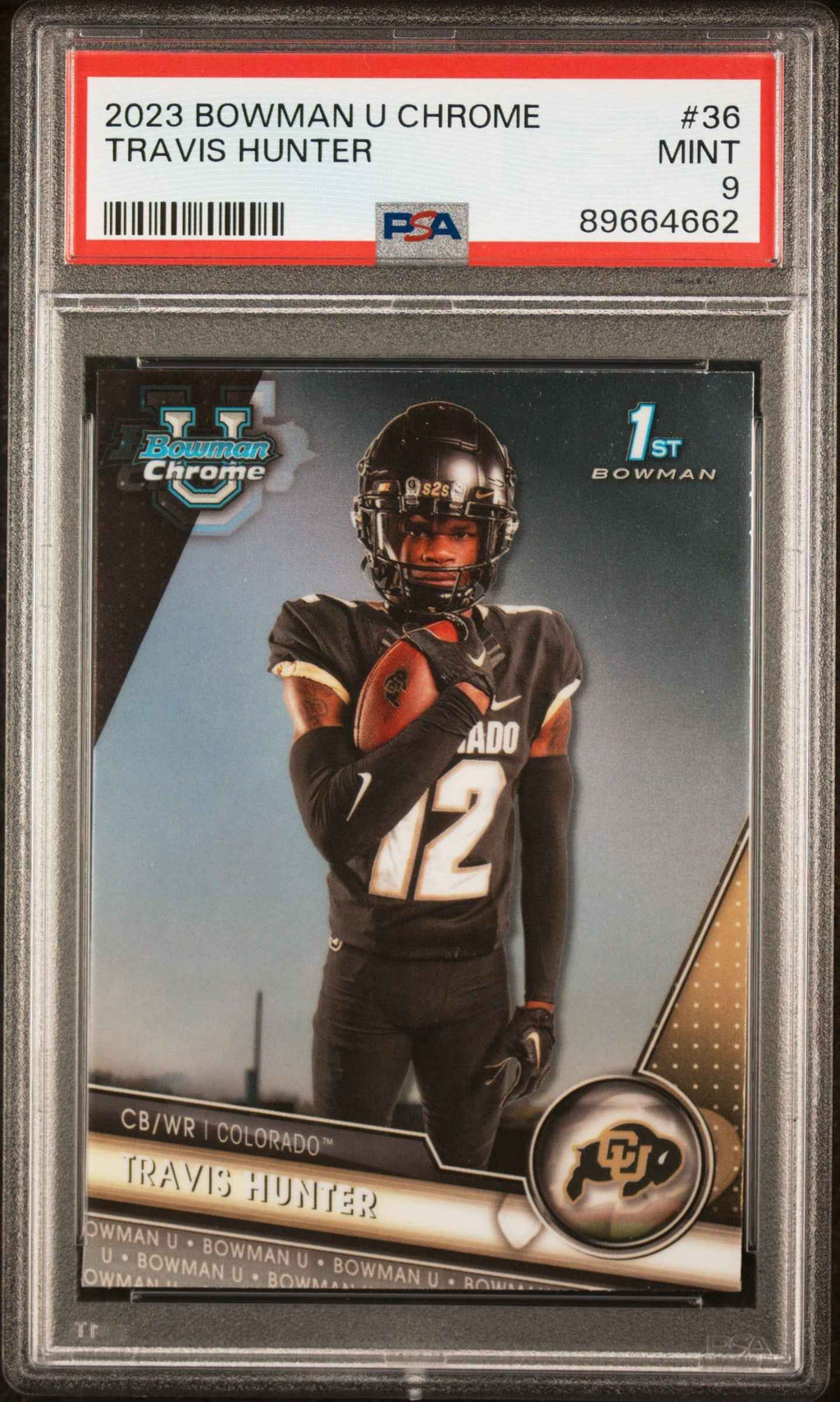 Graded 2023 Topps Bowman U Chrome Travis Hunter #36 Rookie RC Football Card PSA 9 Mint