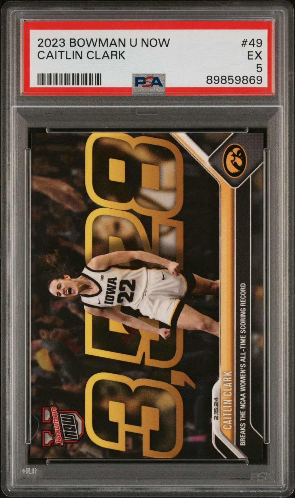 Graded 2023 Topps Bowman U Now Caitlin Clark #49 Rookie RC Basketball Card PSA 5 EX