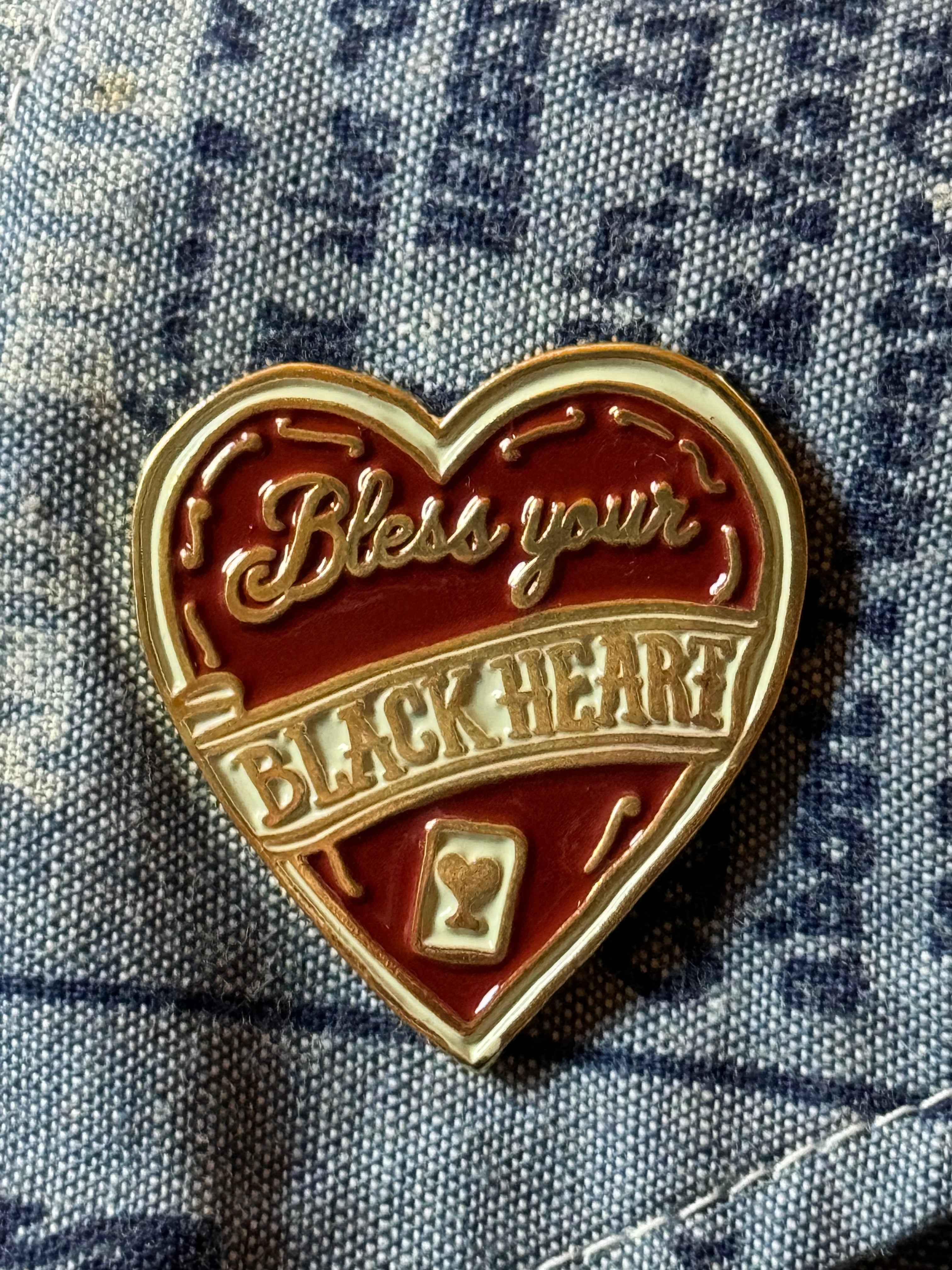 Bless Your Black Heart Enamel Pin | Southern Gothic Pin