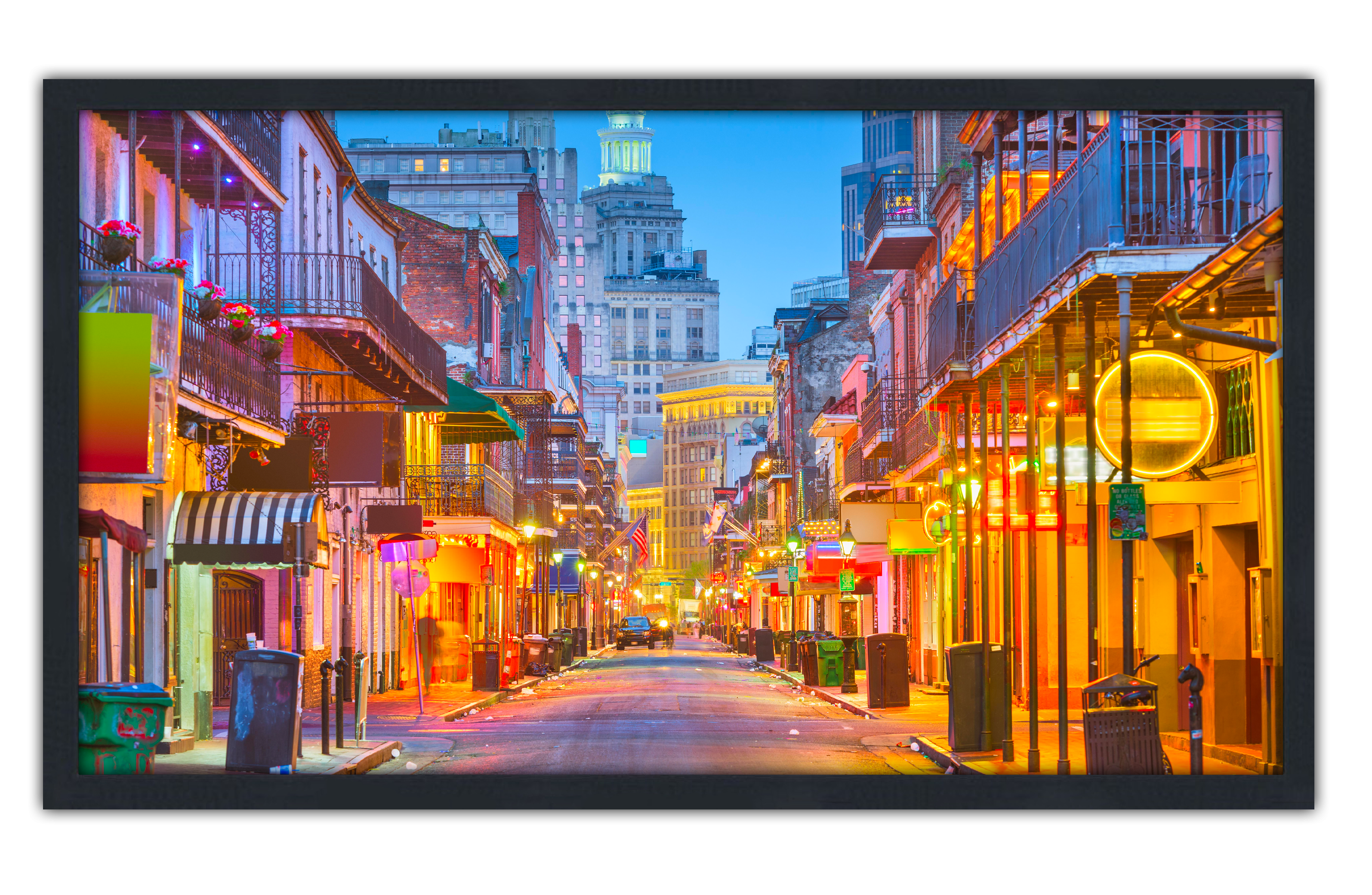 Professionally Framed Bourbon Street New Orleans Louisiana Skyline High-Resolution Panoramic Photo 12x22 Wall Art