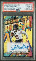 Graded 2024 Topps Chrome Caleb Williams #RRACW 75/75 All Etch Rookie Rush Yellow Refractor Rookie RC Football Card PSA 10 Auto Gem Mint
