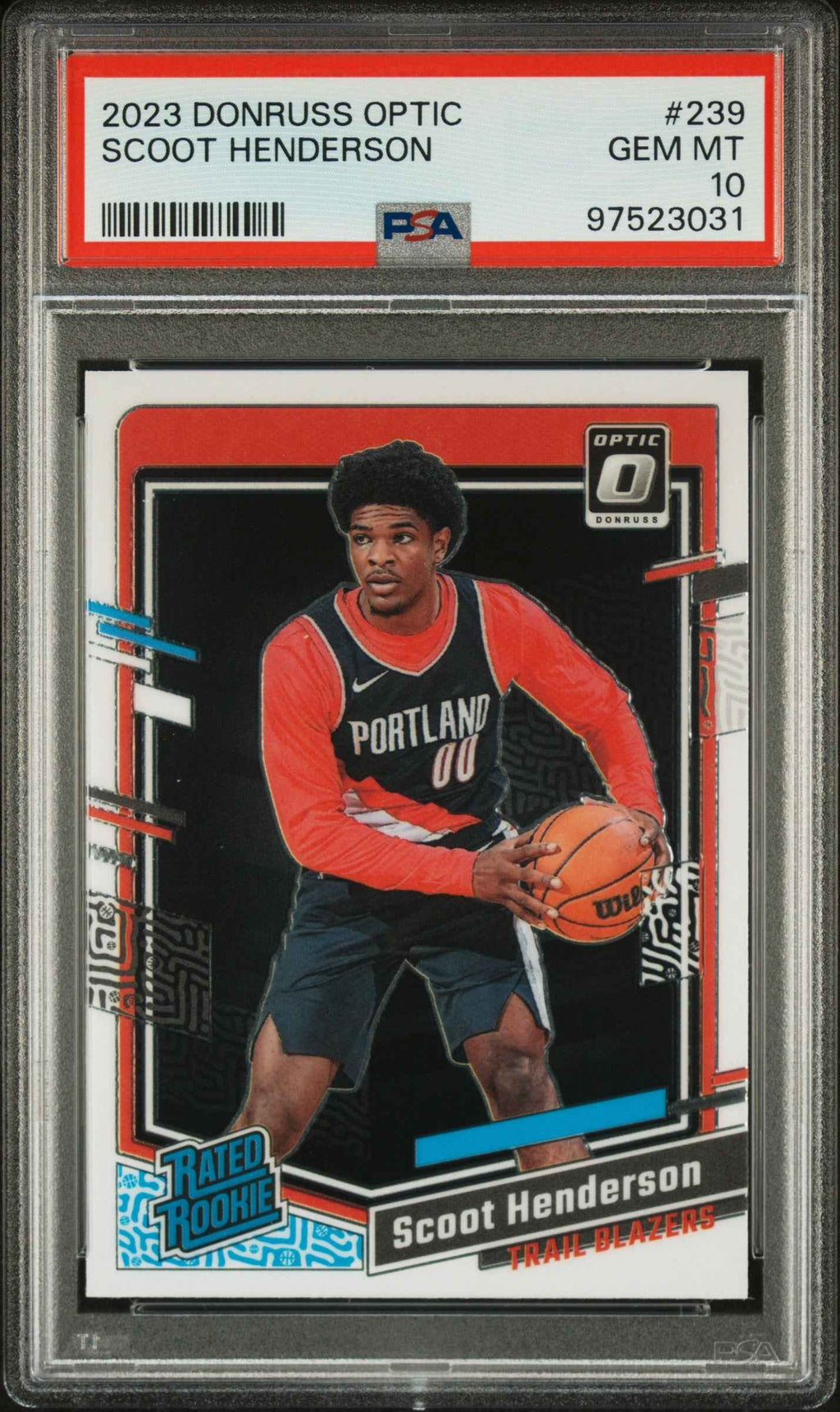 Graded 2023 Panini Donruss Optic Scoot Henderson #239 Rookie RC Basketball Card PSA 10 Gem Mint