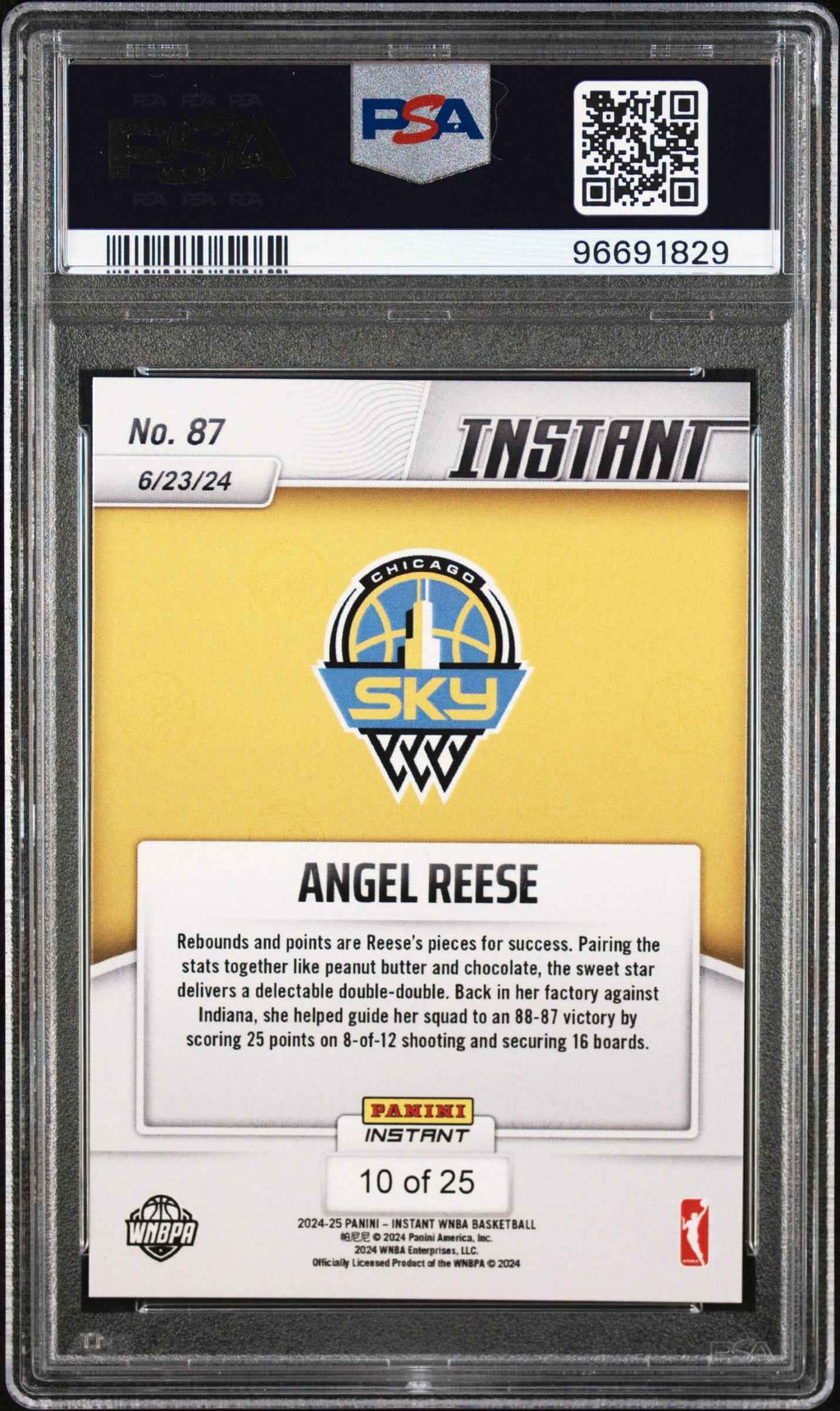 Graded 2024 Panini Instant WNBA Angel Reese #87 Jungle #/25 Rookie RC Basketball Card PSA 9 Near Mint