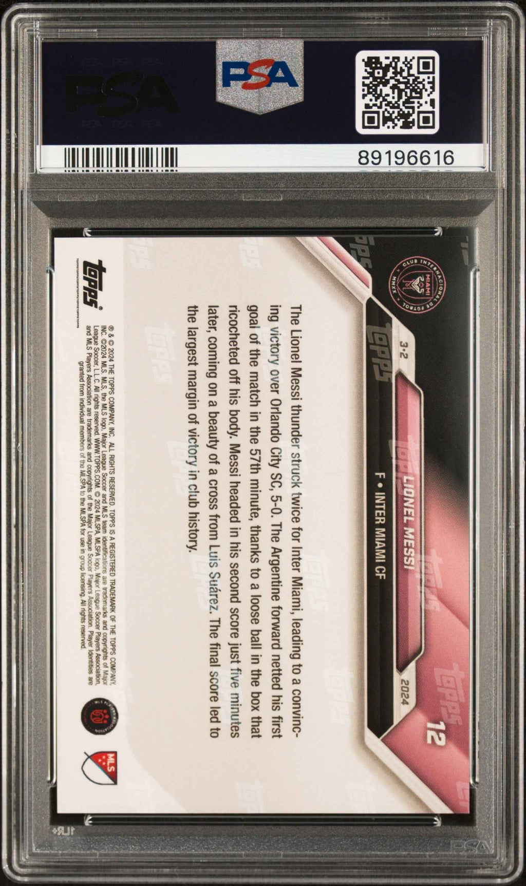 Graded 2024 Topps Now MLS Lionel Messi #12 Soccer Card PSA 10 Gem Mint
