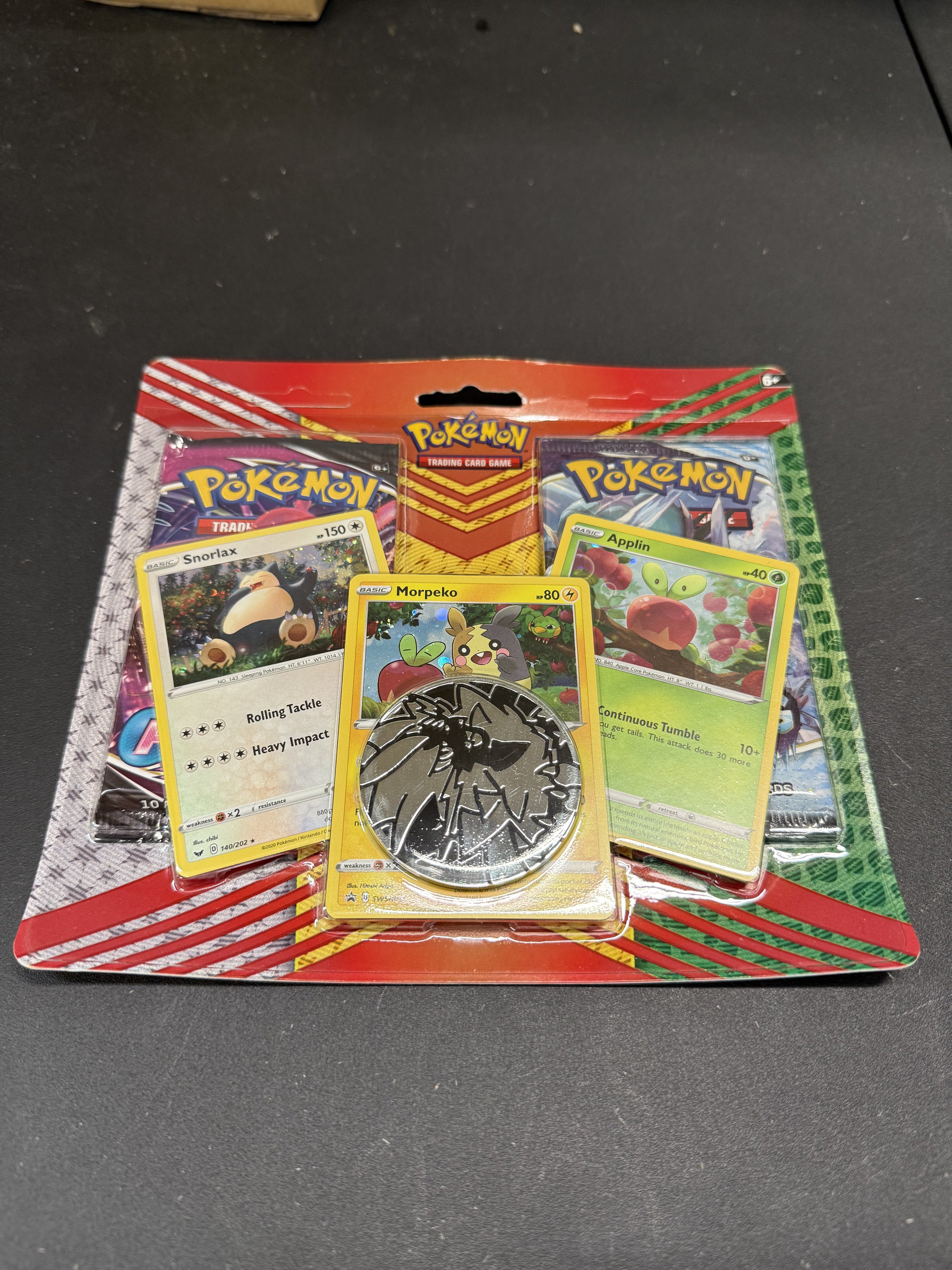Snorlax Morpeko Applin 2 Pack Blister with Coin