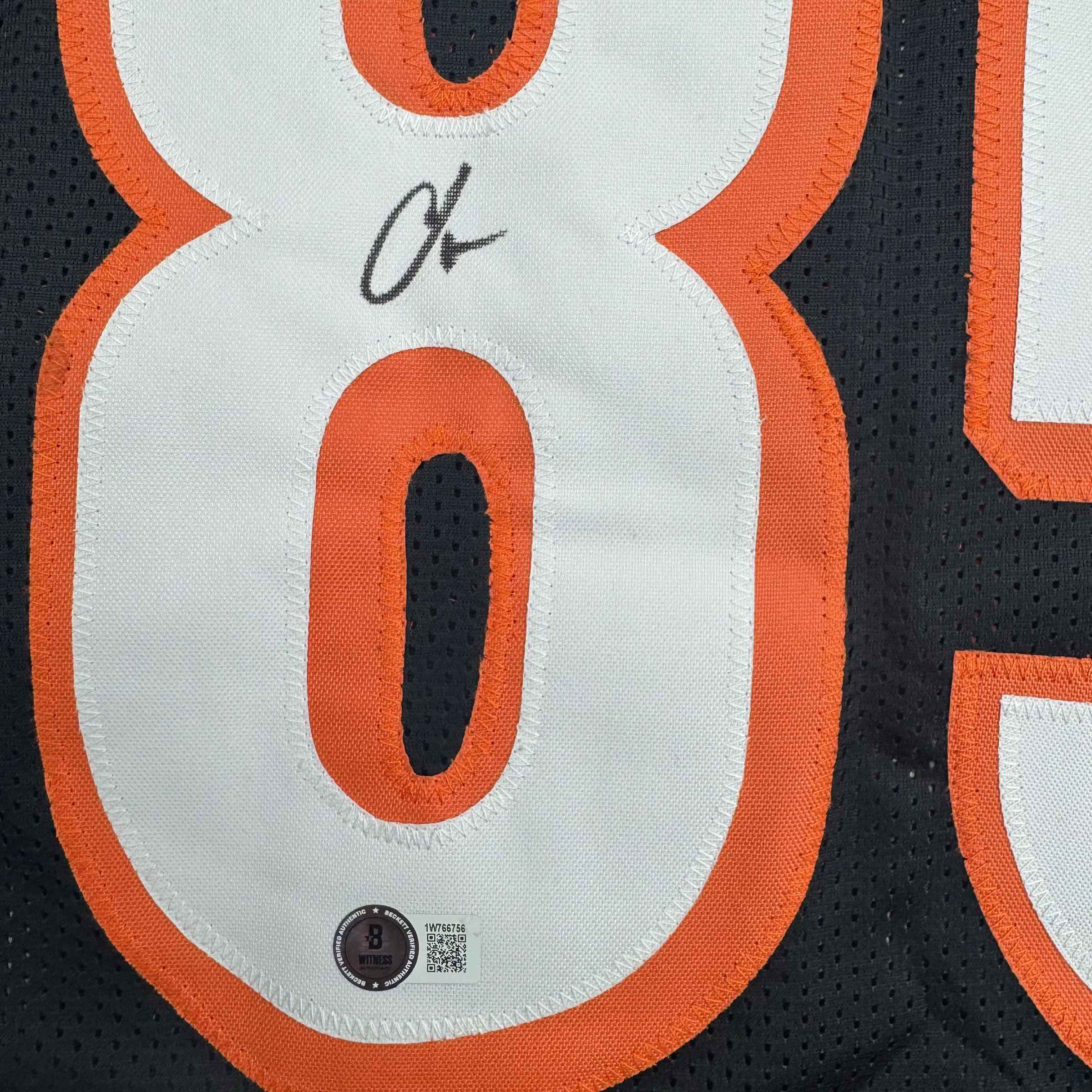 Autographed/Signed Chad Ochocinco (Johnson) Cincinnati Black Football Jersey Beckett BAS COA