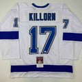 Autographed/Signed Alex Killorn Tampa Bay White Hockey Jersey JSA COA