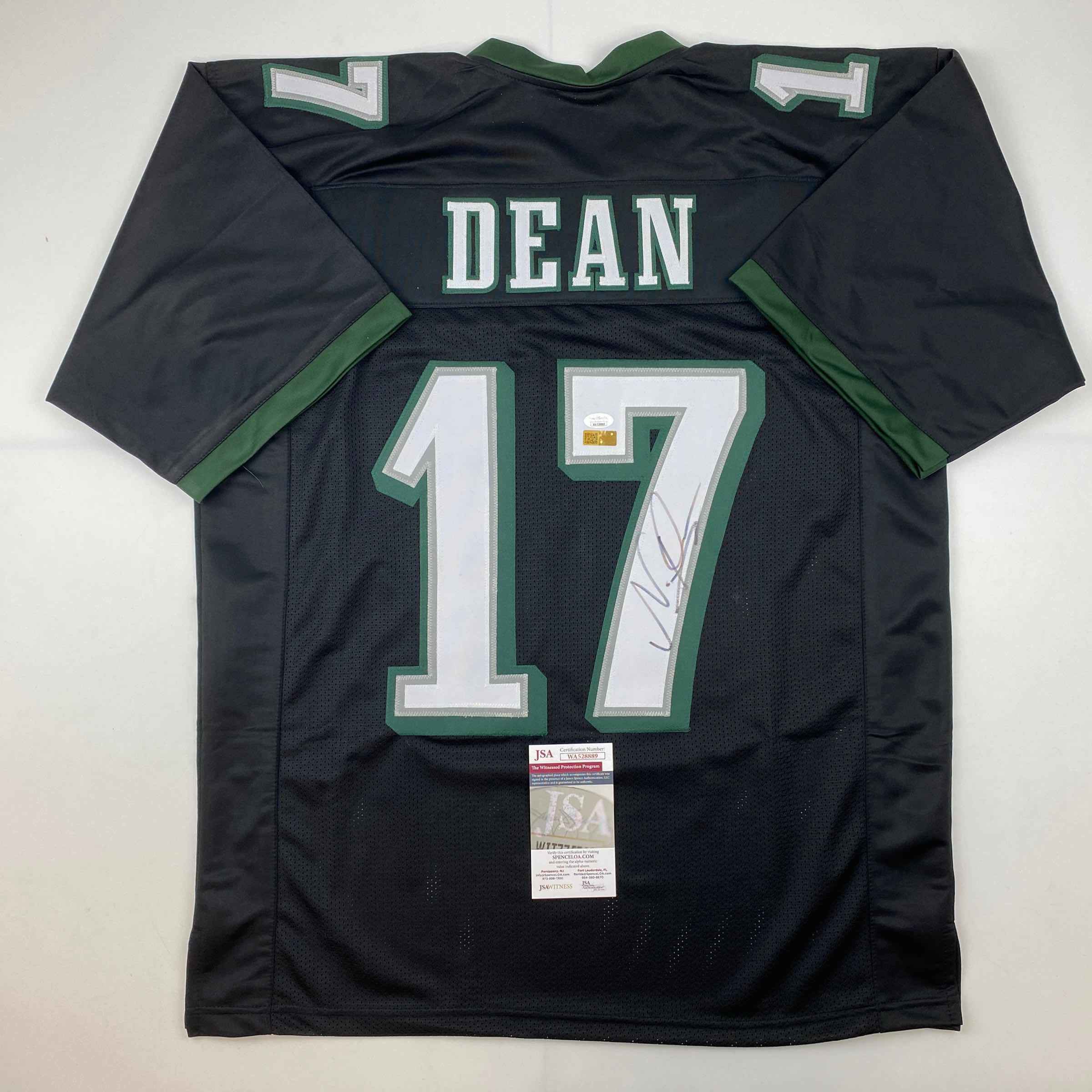 Autographed/Signed Nakobe Dean Philadelphia Black Football Jersey JSA COA