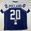 Autographed/Signed Tony Pollard Dallas Thanksgiving Day Football Jersey JSA COA