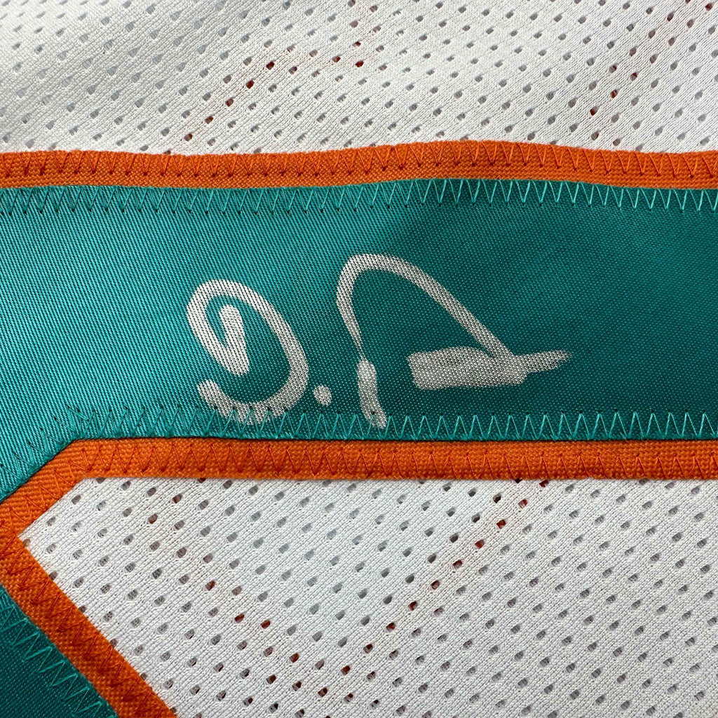 Autographed/Signed De'Von DeVon Achane Miami White Football Jersey Beckett BAS COA