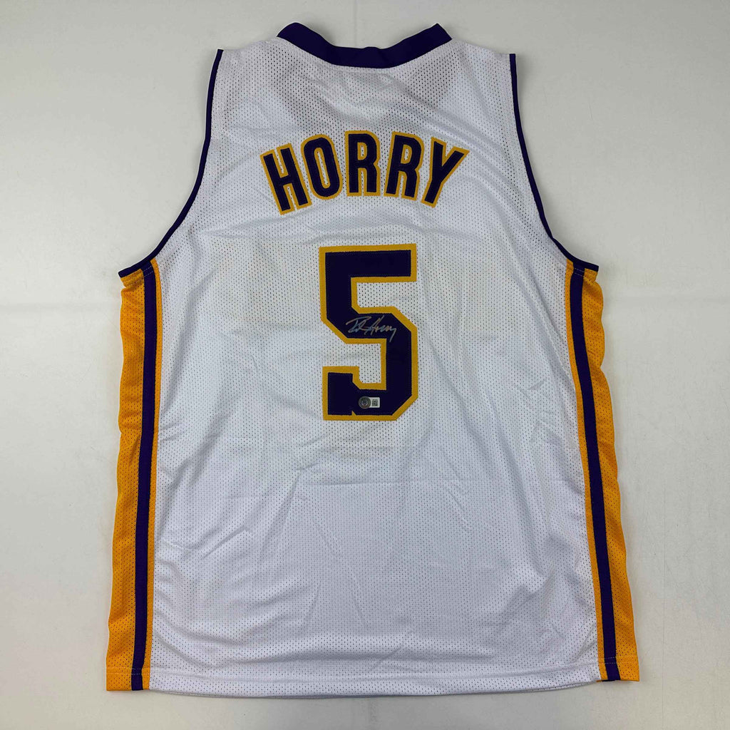 Autographed/Signed Robert Horry Los Angeles LA White Basketball Jersey Beckett BAS COA