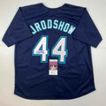 Autographed/Signed Julio Rodriguez JRodShow Seattle Blue Baseball Jersey JSA COA