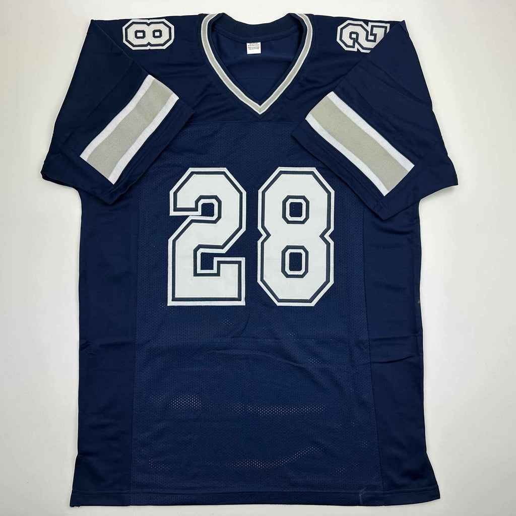 Autographed/Signed Malik Hooker Dallas Blue Football Jersey Beckett BAS COA